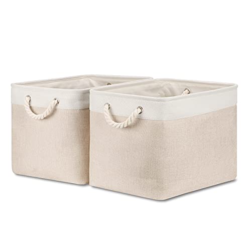 Beige Storage Basket Large Fabric Cloth Baskets [2-Pack]