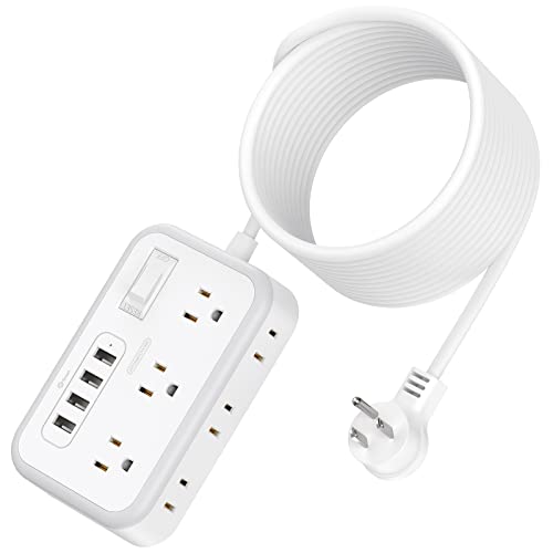 NTONPOWER Flat Plug Extension Cord with Multiple Outlets