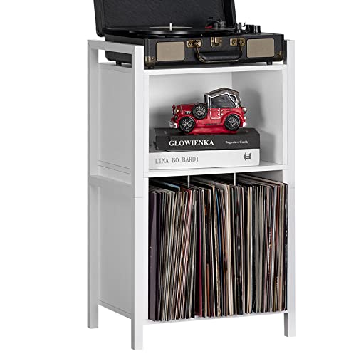 White Record Player Stand with Storage