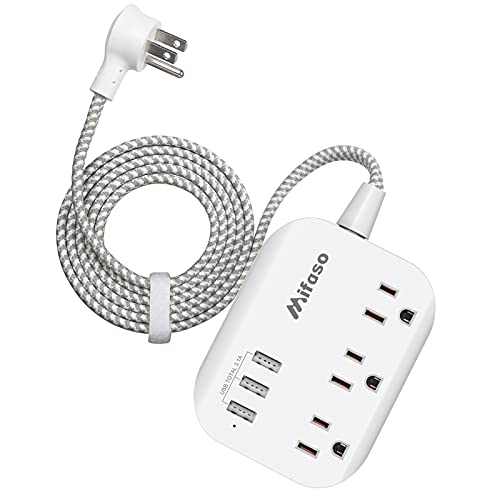 Compact USB Power Strip with 3 Outlets and 3 USB Ports