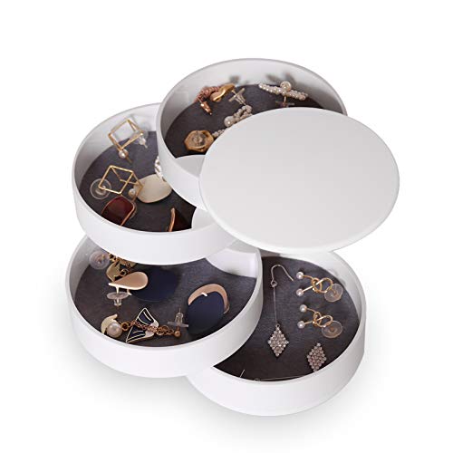 CONBOLA Small Jewelry Storage Box, 5-Layer Rotating Travel Jewelry Tray