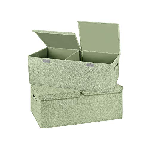 Valease Small Storage Boxes with Lids and Handles - Set of 2