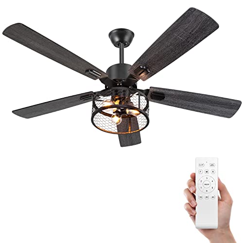 Ohniyou Farmhouse Ceiling Fan with Lights and Remote