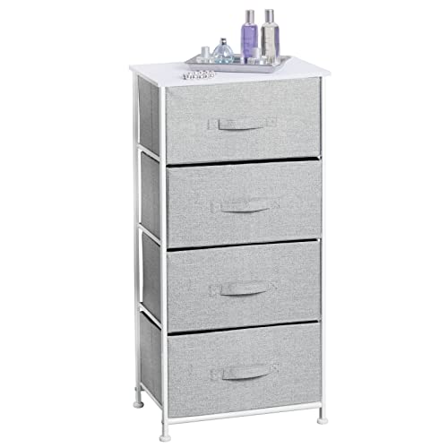 mDesign 4-Drawer Storage Tower with Wood Top - Gray