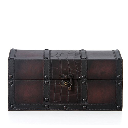 Decorative Wooden Storage Box with Leather Clasp