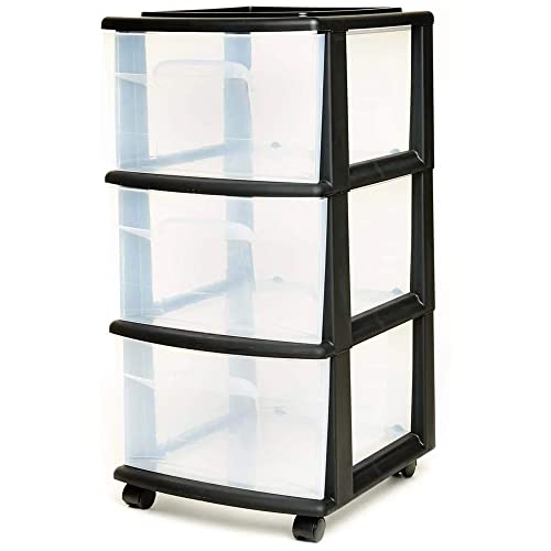 Homz 3 Clear Drawer Storage Container with Wheels