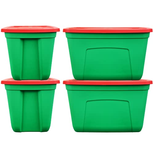 Christmas Storage Totes with Lids (Red/Green)