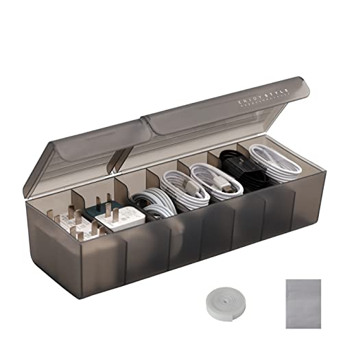 NJLJOM Cable Organizer Box with Ties and Tags