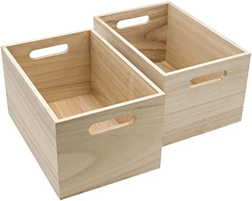 Sorbus Unfinished Wood Crates - Organizer Bins (2 Pack)