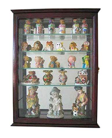 Cherry Curio Cabinet with Glass Shelves and Mirrored Background