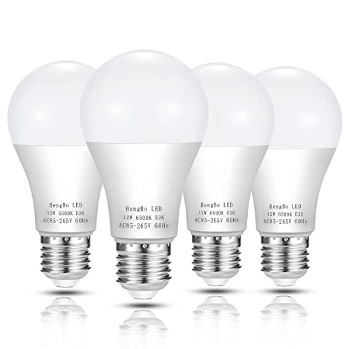 HengBo A19 LED Light Bulbs 100W Equivalent, Super Bright Daylight White Bulb (Pack of 4)
