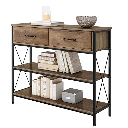 Industrial Console Table with Drawers