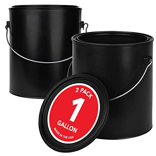 All-Plastic Paint Can (2 Pack) - Gallon Bucket with Metal Handle
