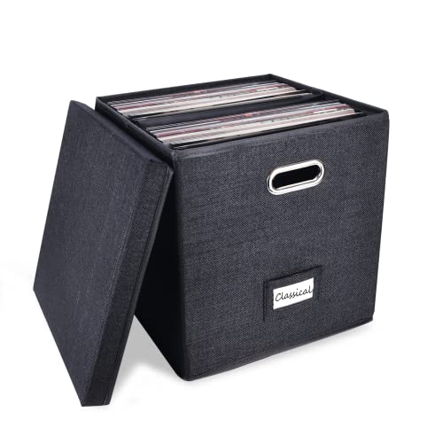 Vinyl Record Storage Box - Album Storage, LP Storage Organizer Crate