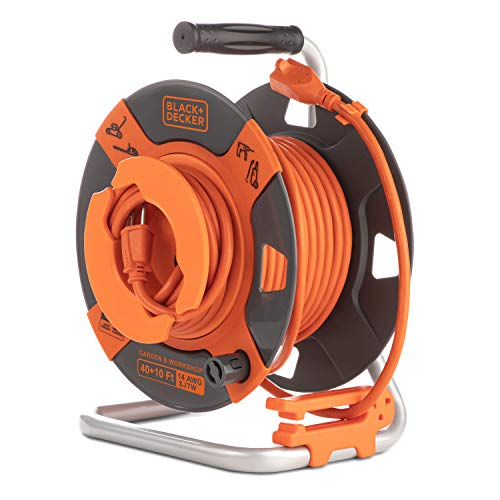Retractable Extension Cord Reel - 50ft, 14AWG SJTW Power Cable