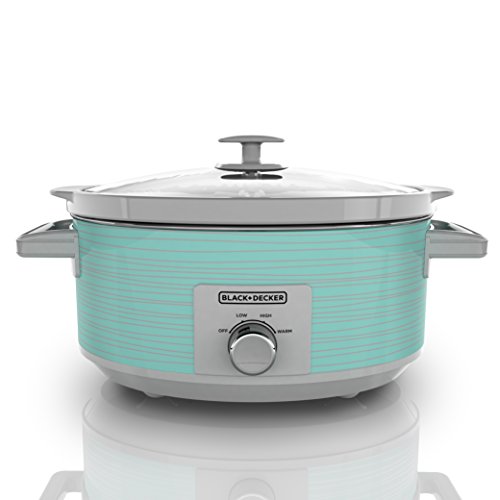 7 Quart Dial Control Slow Cooker, Teal Pattern