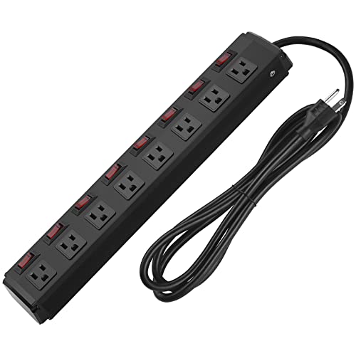 Metal Power Strip Surge Protector with Individual Switches - 8 Outlets