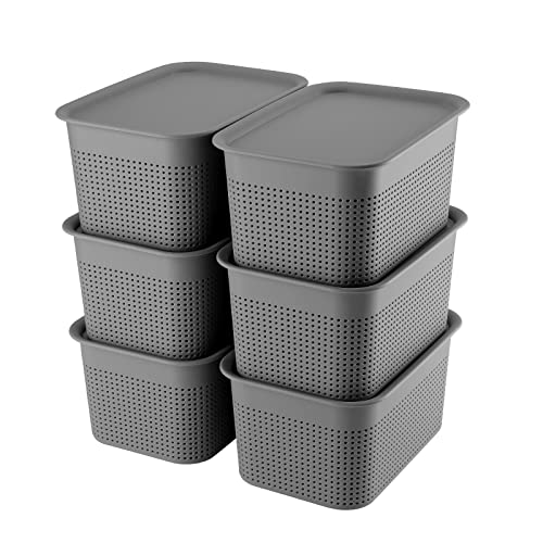 AREYZIN Plastic Storage Baskets With Lids