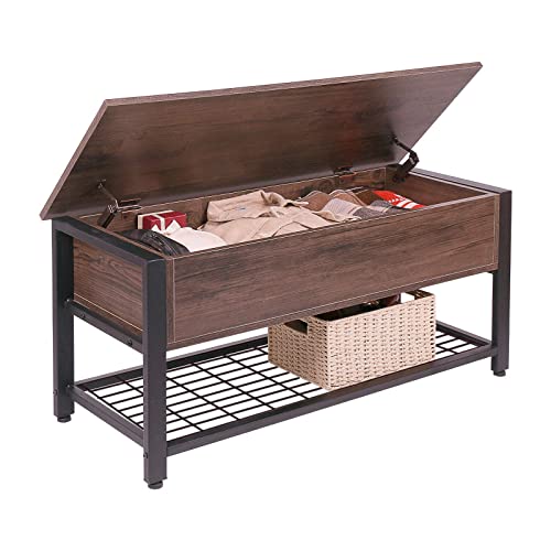 Industrial Storage Bench with Lift Top Shoe Storage