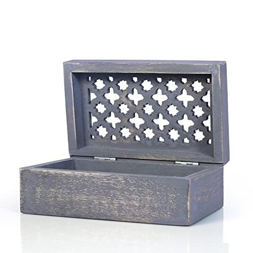 Mela Artisans Decorative Storage Box - Distressed Dove Grey