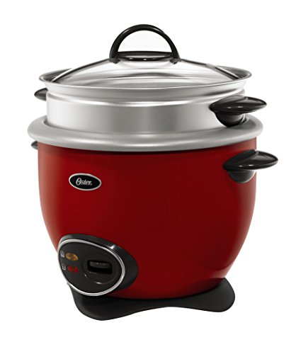 Oster 14-Cup Rice Cooker with Steam Tray, Red