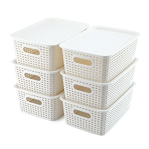 Plastic Storage Baskets With Lid Organizing Container