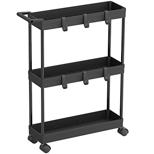 Slim Kitchen Cart with 3-Tier Shelves