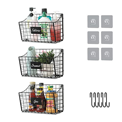 Flexible Wall-Mounted Storage Basket with Hooks and Labels