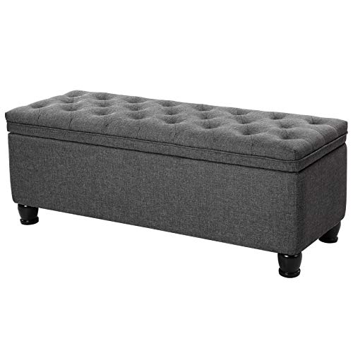 SONGMICS Storage Ottoman with Solid Wood Legs