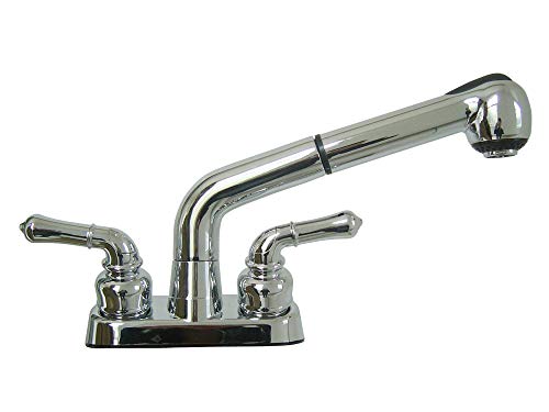 Universal Laundry Tub Faucet - Pull Out Spray Spout, Chrome Finish
