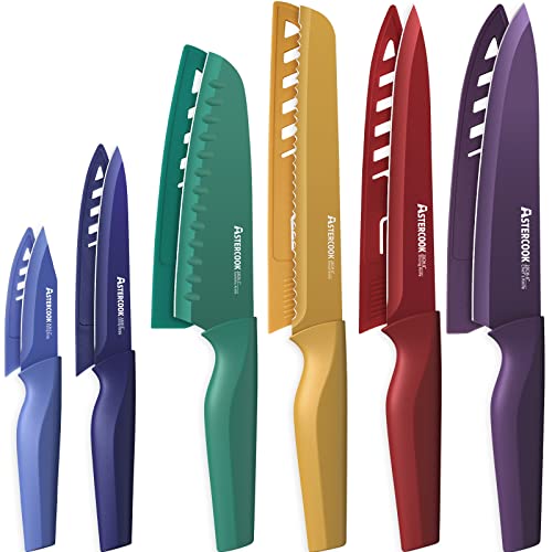 Astercook Knife Set, Color-Coded Kitchen Knife Set with Blade Guards