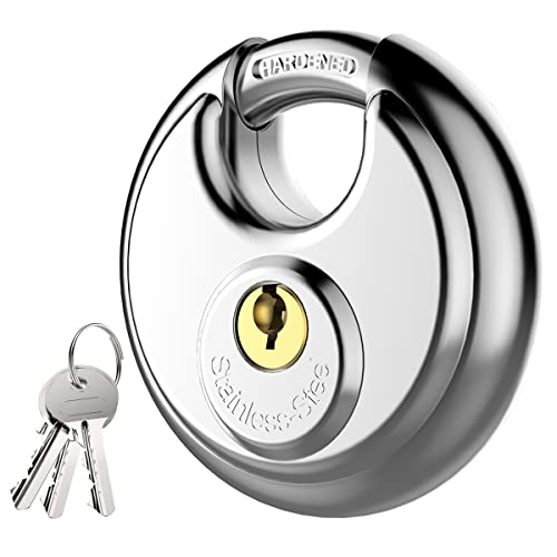 Puroma Keyed Padlock - Stainless Steel Discus Lock with 3 Keys