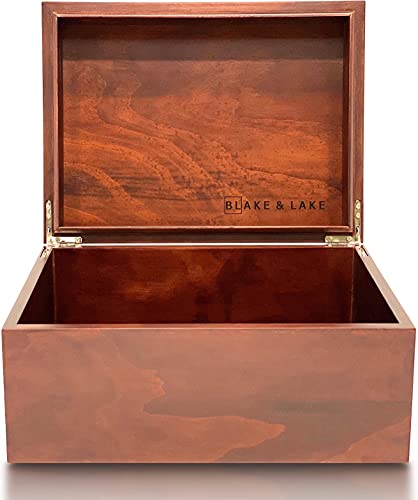 Premium Handmade Oak Wood Storage Box with Hinged Lid