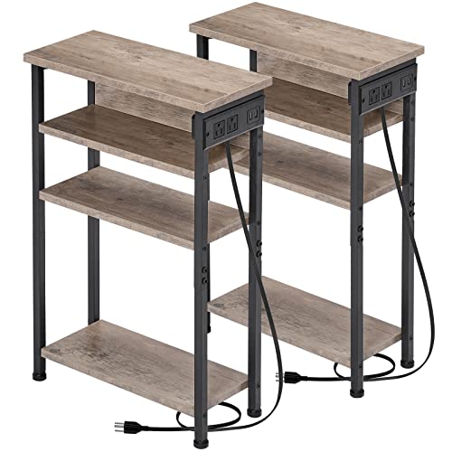 Slim End Table Set of 2 with Charging Station