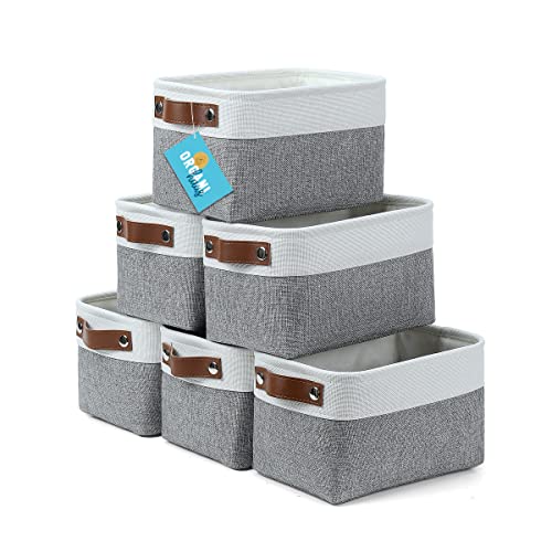 6-Pack Small Closet Storage Bins for Shelves | Fabric Baskets