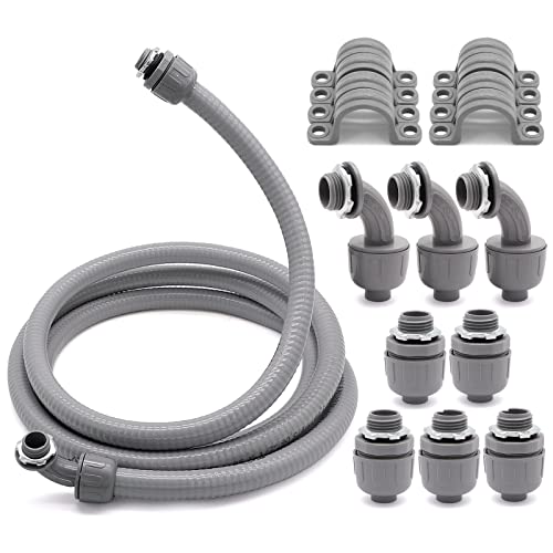 Flexible Electrical Conduit Kit with Fittings and Straps