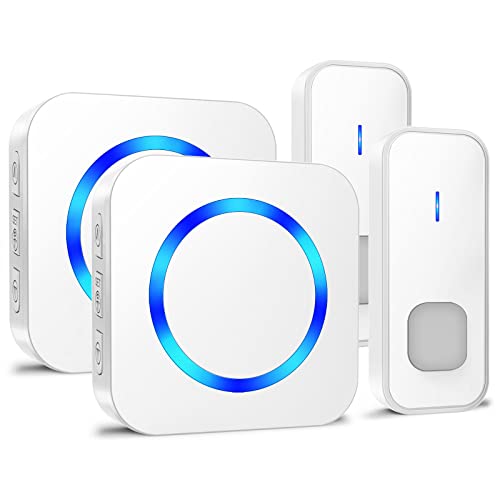 Wireless Doorbell with 2 Push Buttons and 2 Plug-in Receivers