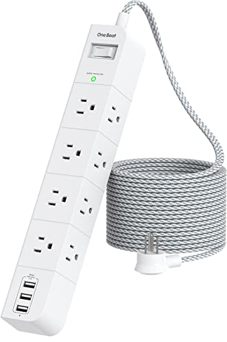 Versatile 10 ft Extension Cord with Surge Protection and Wall Mount