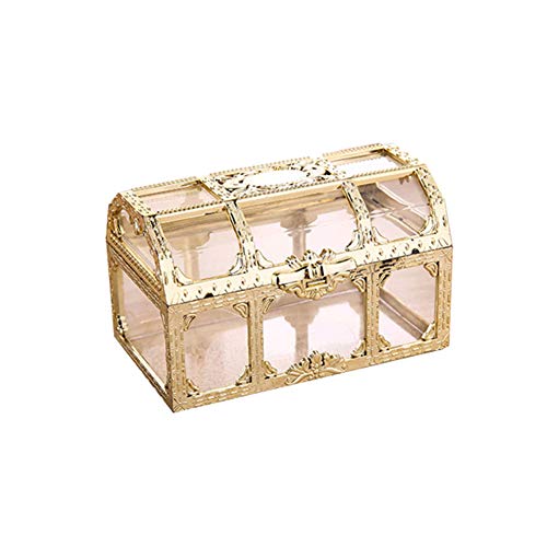 Vintage Transparent Storage Box Jewelry Holder Organizer Case Golden
