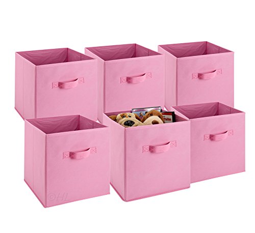 Collapsible Fabric Storage Cubes - Pink (6 Pack)