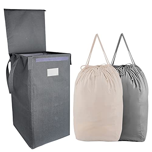 MCleanPin Laundry Hamper with Lid and 2 Removable Liners