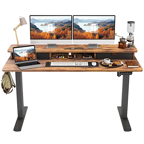 FEZIBO Electric Standing Desk with Double Drawer
