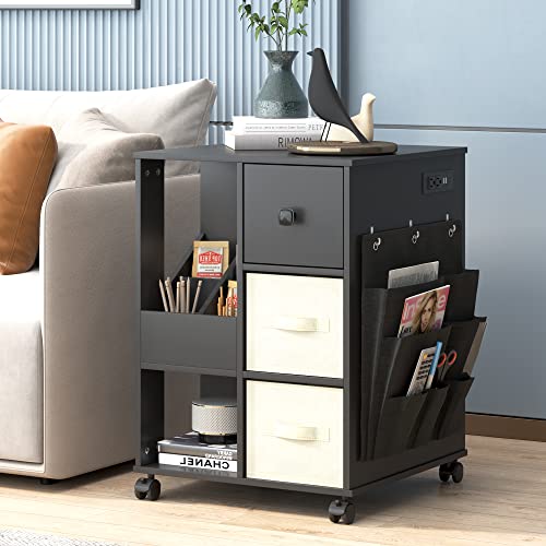 DNBSS Nightstand with Charging Station and USB Ports