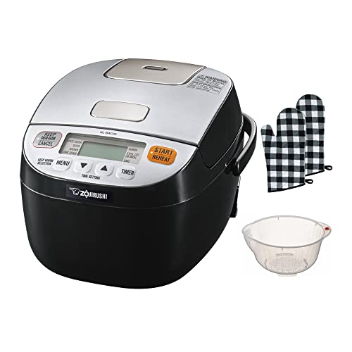Zojirushi Micom Rice Cooker Bundle with Rice Washing Bowl and Oven Mitt
