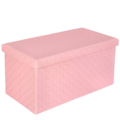 Pink Folding Storage Ottoman - Large Size