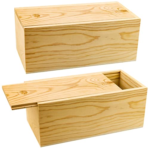 Unfinished Wood Storage Box with Slide Lid
