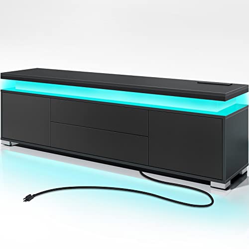 Rolanstar TV Stand with LED Lights & Power Outlet