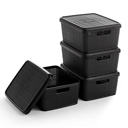 BINO Plastic Storage Baskets with Lids - Versatile and Stylish
