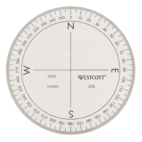 Westcott Protractor Compass, 3.5 in Clear