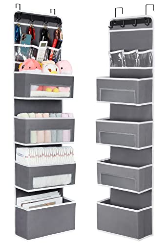 Over the Door Organizer with Large Capacity Pockets and Clear Windows